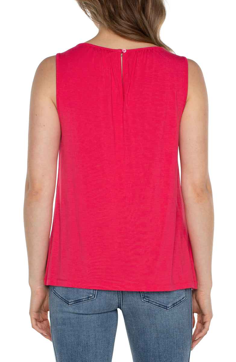 Liverpool A-line Sleeveless Knit Top w/Keyhole (Pink Punch)