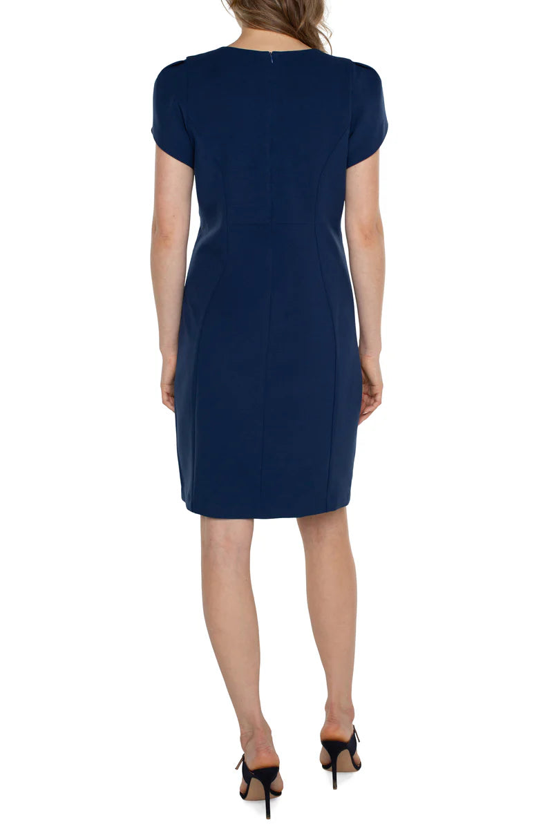 Liverpool Tulip Sleeve Sheath Dress (Galaxy Blue)