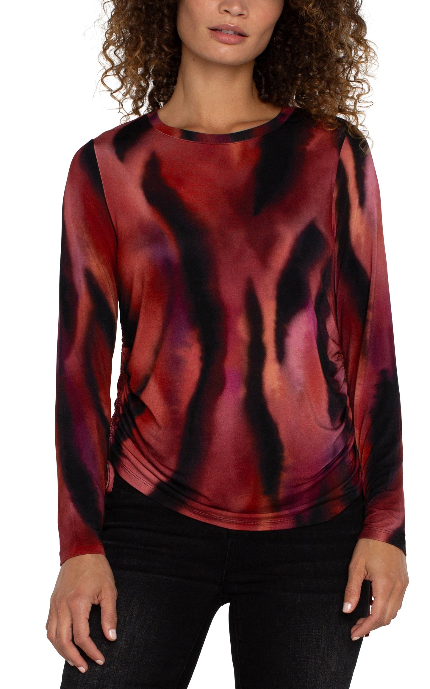 Liverpool Long Sleeve Crew Neck Knit Top (Fire Opal)