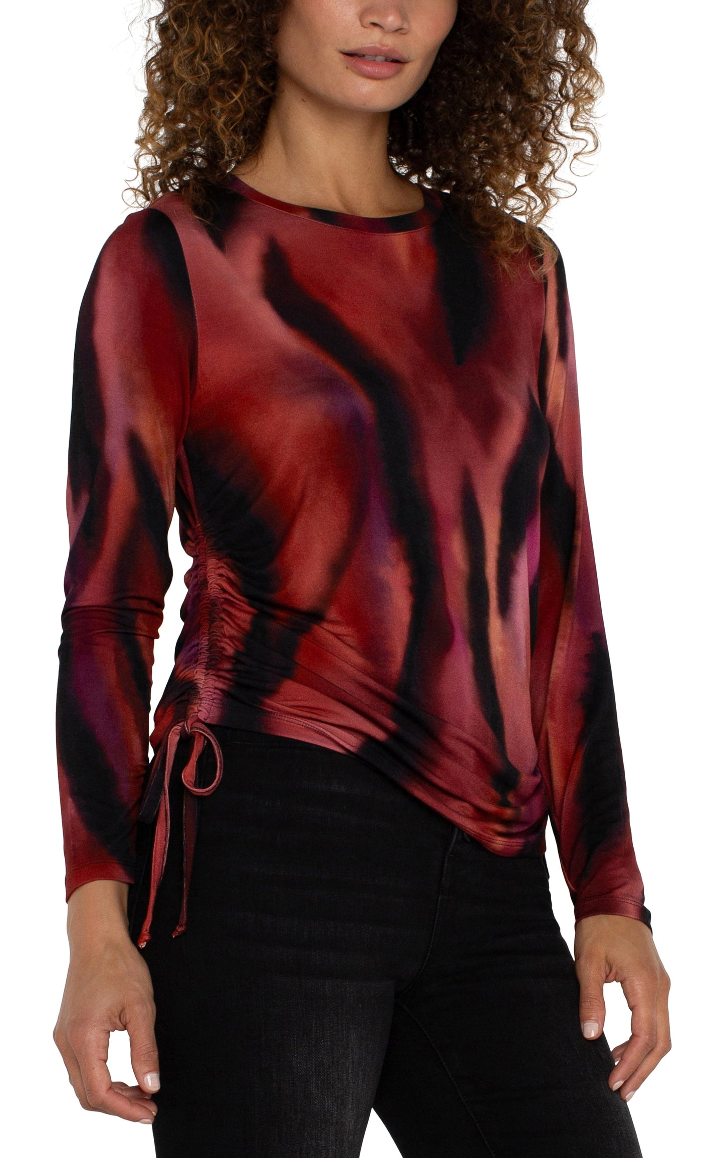 Liverpool Long Sleeve Crew Neck Knit Top (Fire Opal)