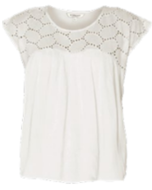 Liverpool Short Sleeve Dolman Boat Neck Woven Blouse with Embroidery