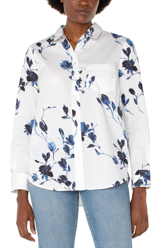 Liverpool Button Front Woven Shirt (Indigo Rose)
