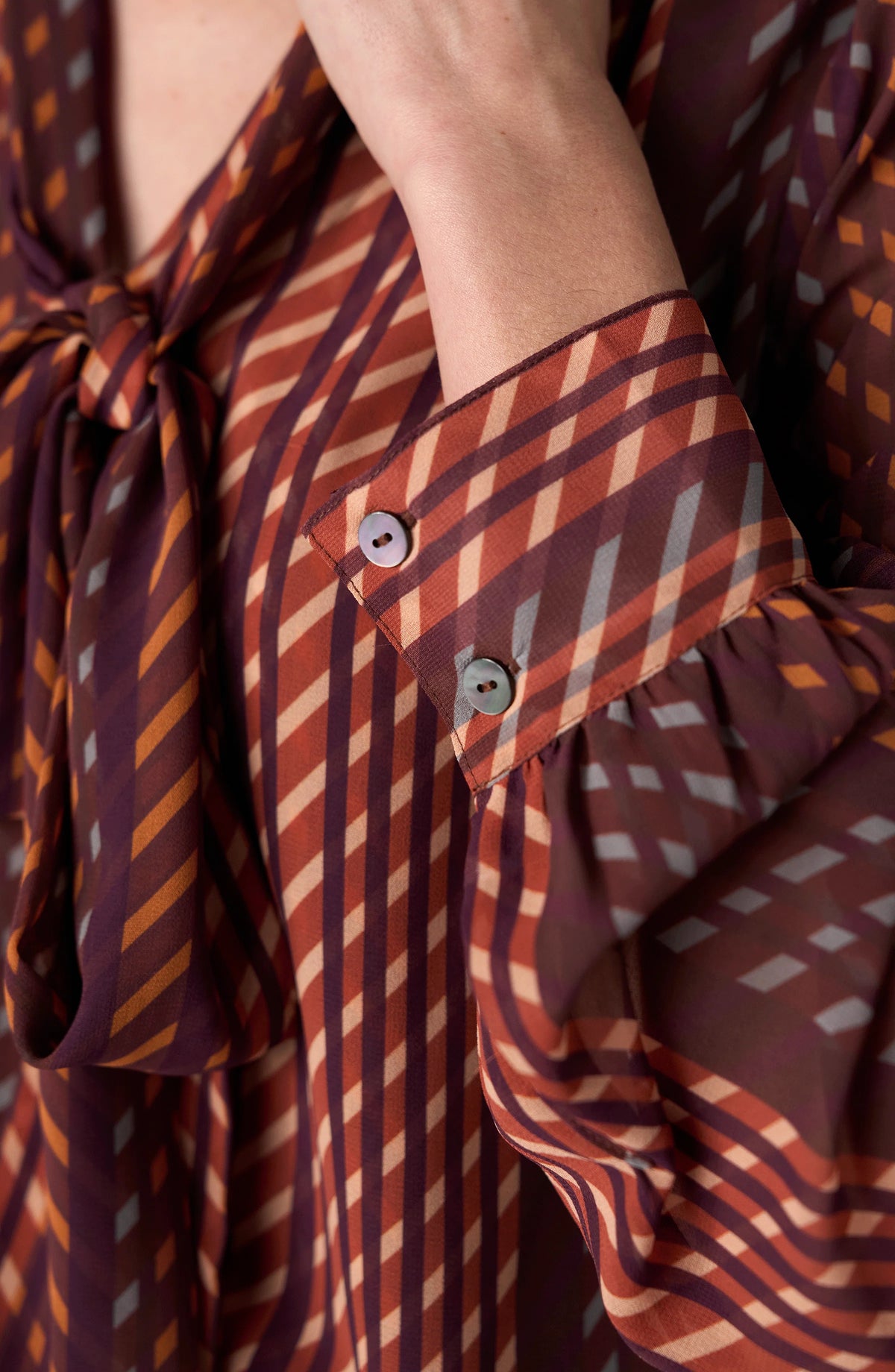 Liverpool Long Sleeve Woven Blouse W/ Neck Tie