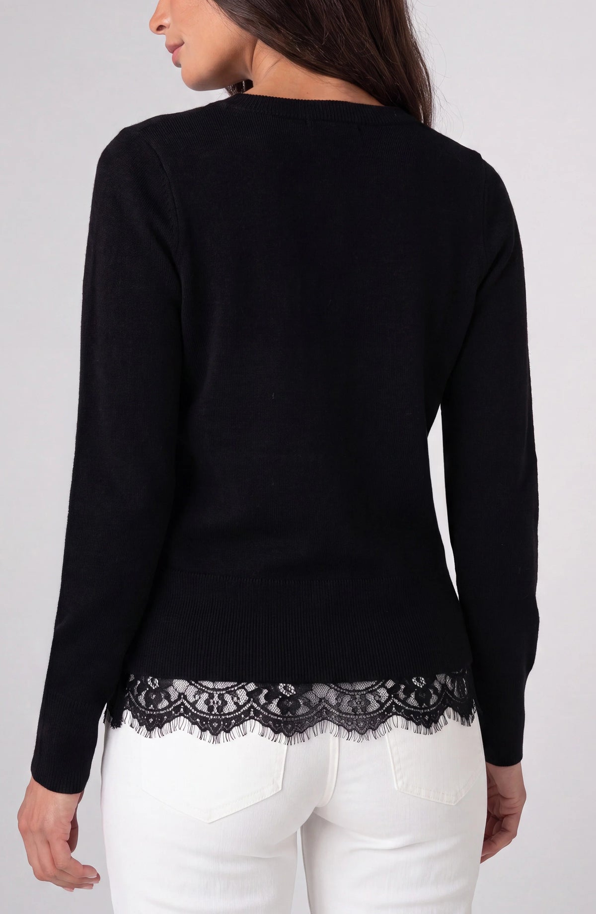 Liverpool V-Neck Long Sleeve Sweater W/ Lace