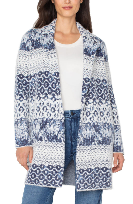 Liverpool Open Front Coatigan Sweater (Navy Mix Texture)