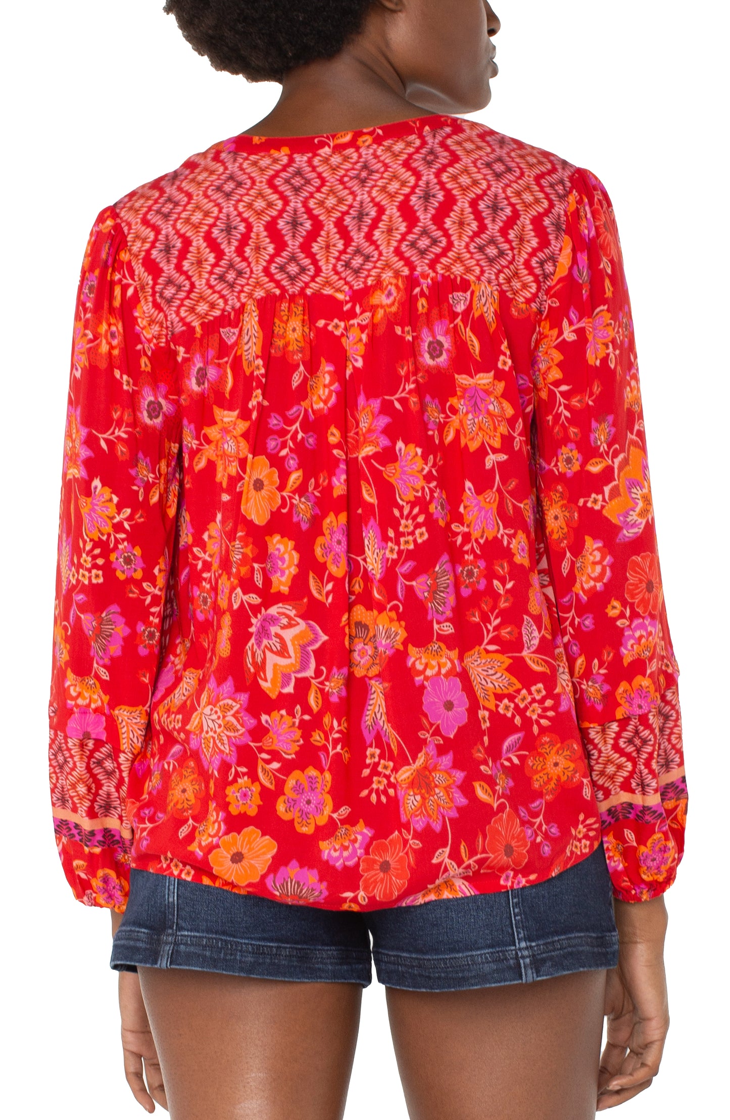 Long Sleeve Red Orange Floral Back