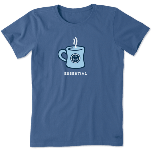 Life is Good Women's Coffee is Essential Crusher Tee (Vintage Blue)