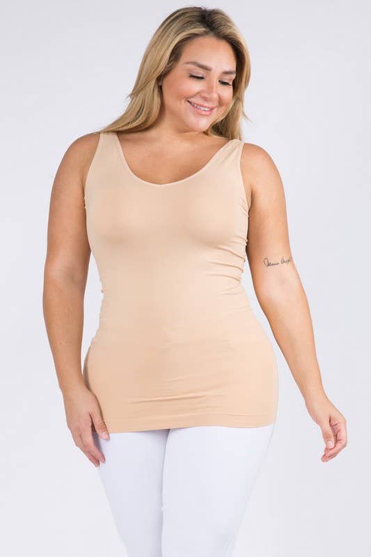 Reversible V or U Neckline Seamless Tank (One Size & Plus Size)