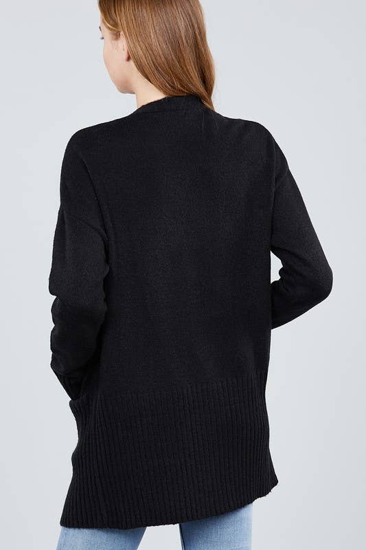 Long Sleeve Open Front with Pocket Sweater Cardigan