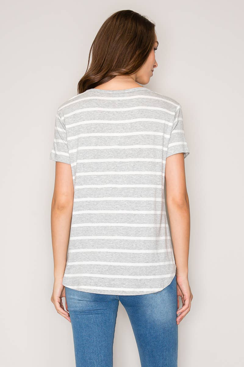 Casual V-Neck Striped Shirt