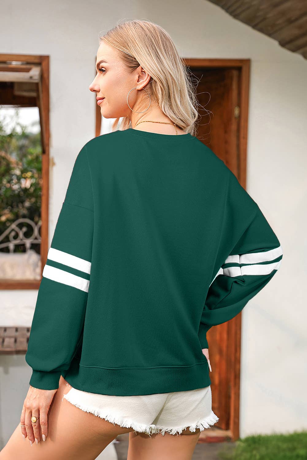 Varsity Stripe Drop Shoulder Oversize Sweatshirt