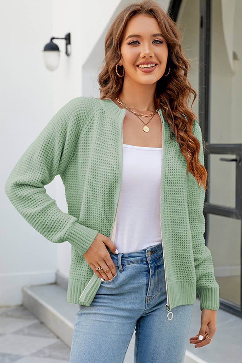 Zip-Up Long Sleeve Cardigan