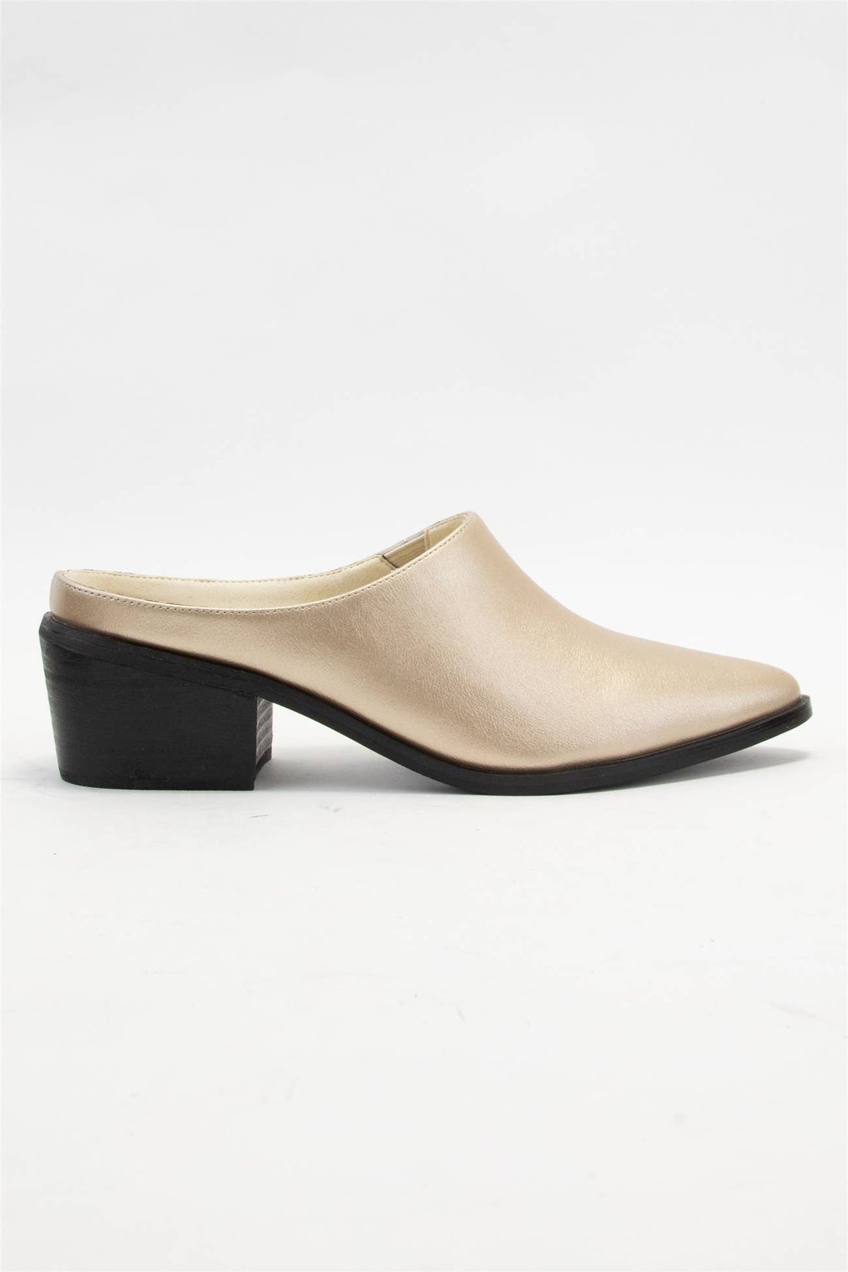 Gina Pointed Toe Mule Bootie with Stacked Heel