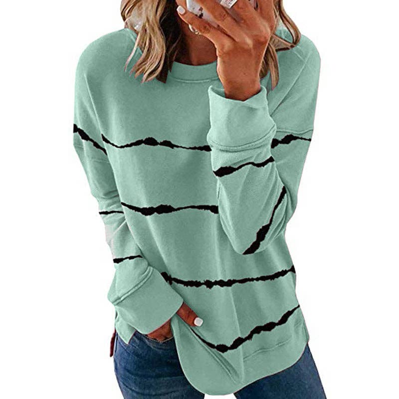 Striped Crewneck Oversized Casual Top