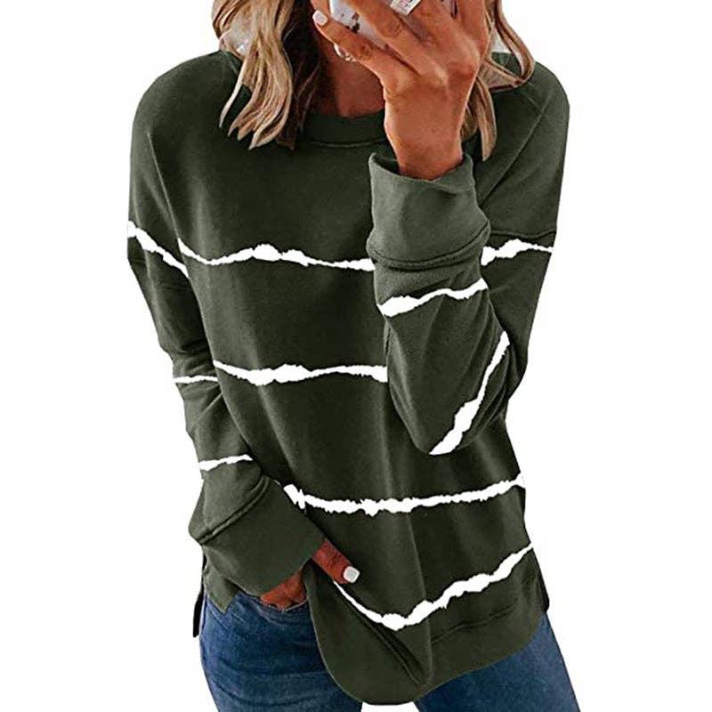 Striped Crewneck Oversized Casual Top