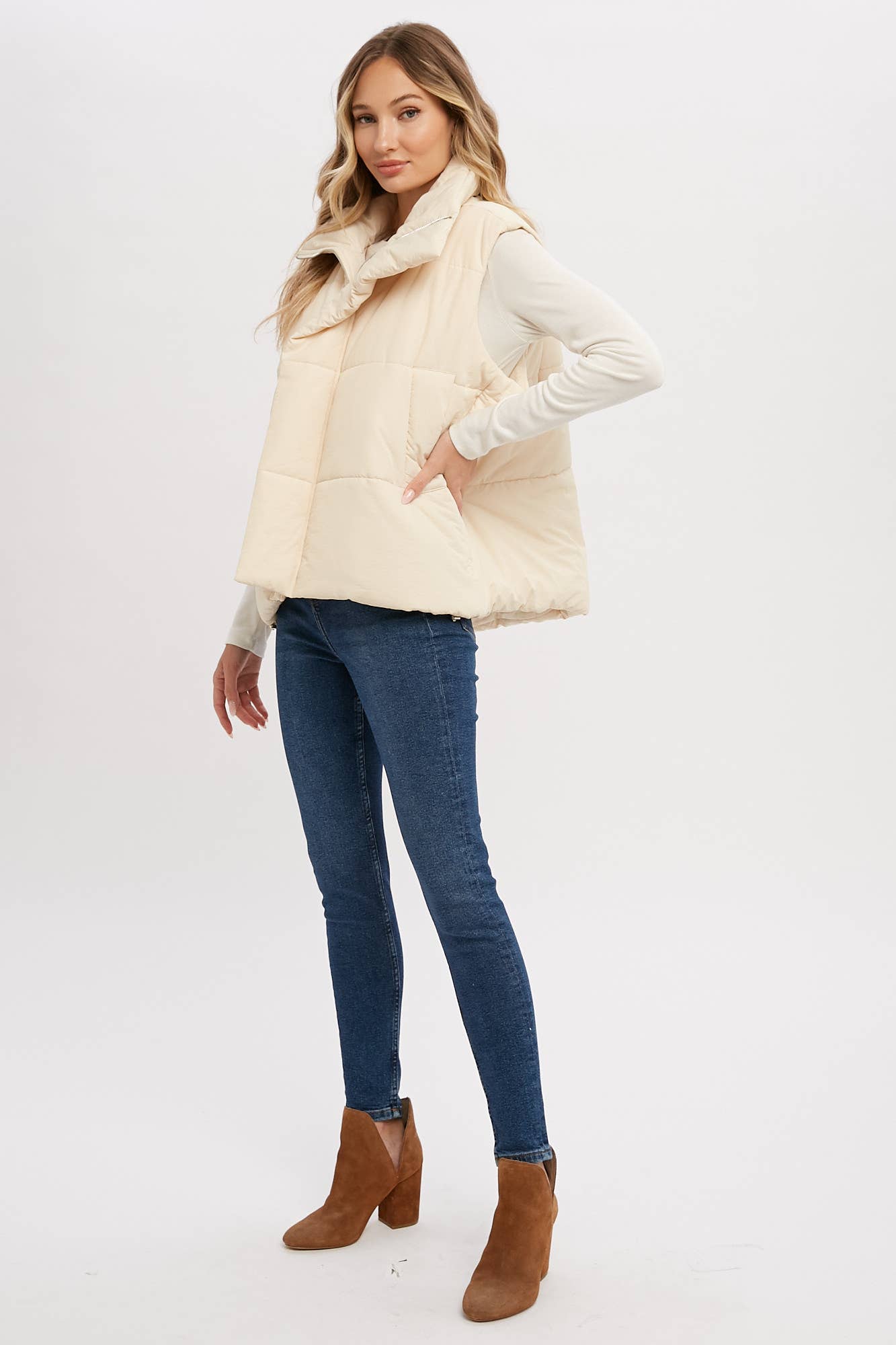 Oversized Puffer Vest (Mocha)
