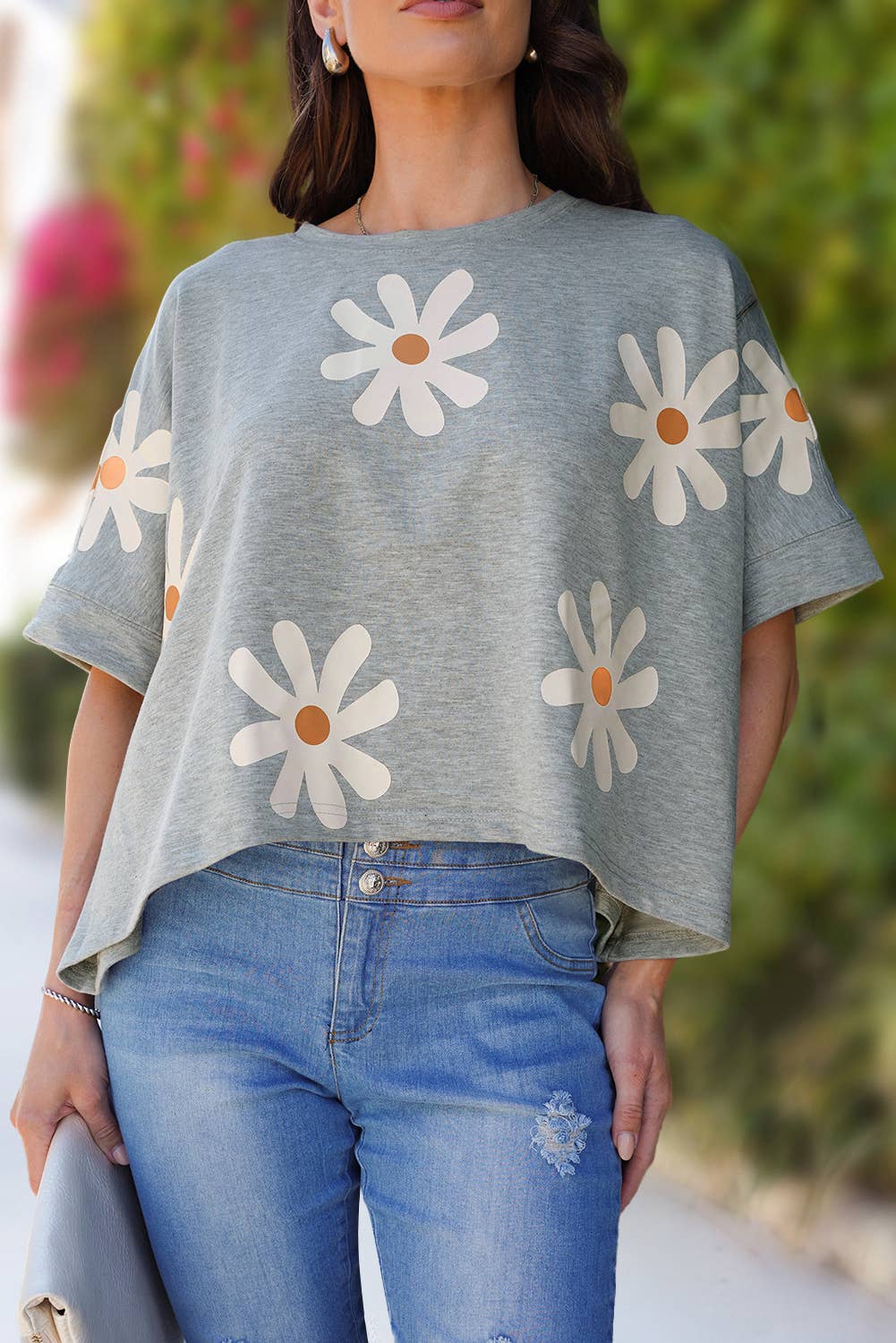 Big Flower Printed Loose Fit Shirt