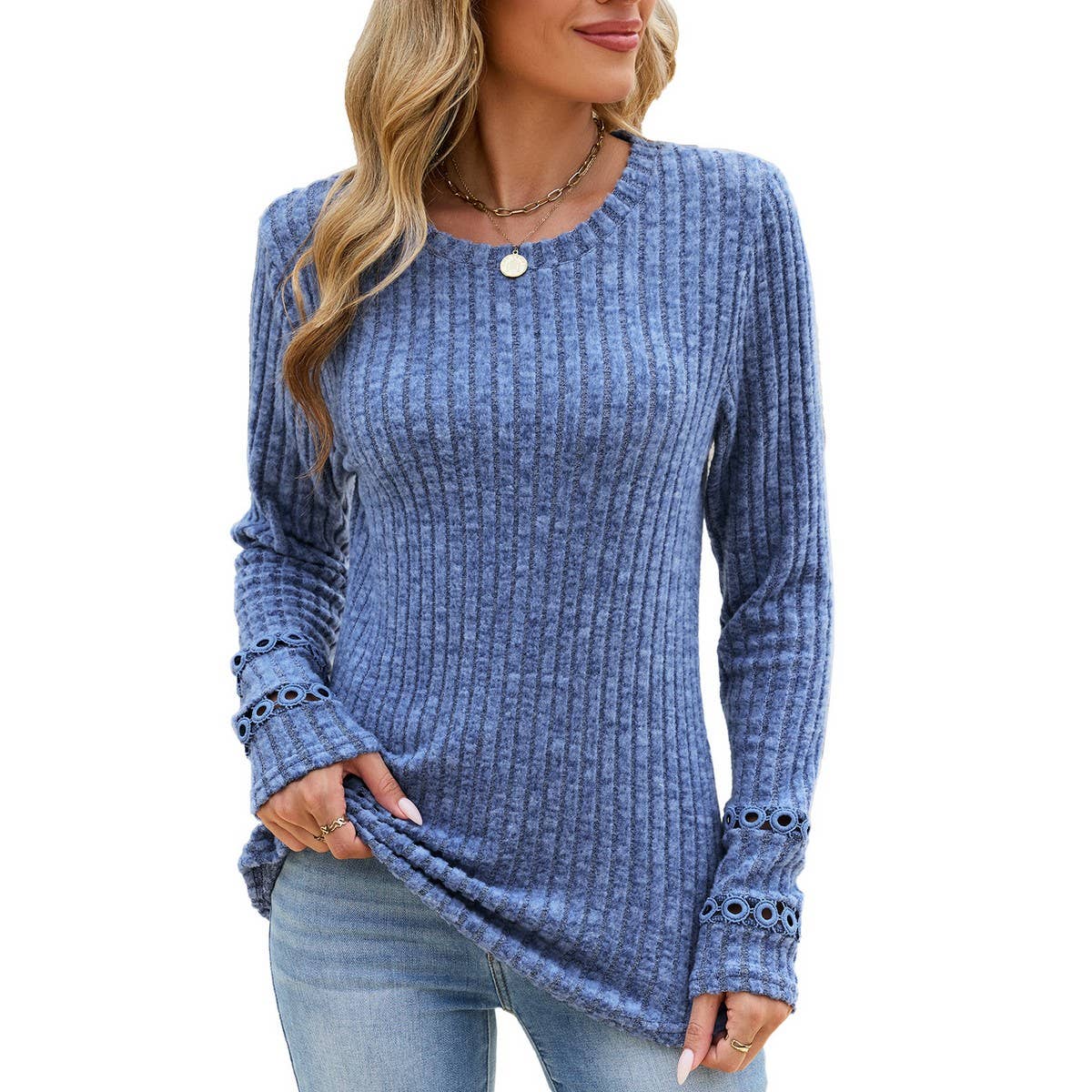 Women's V Neck Plaid Sweatshirt