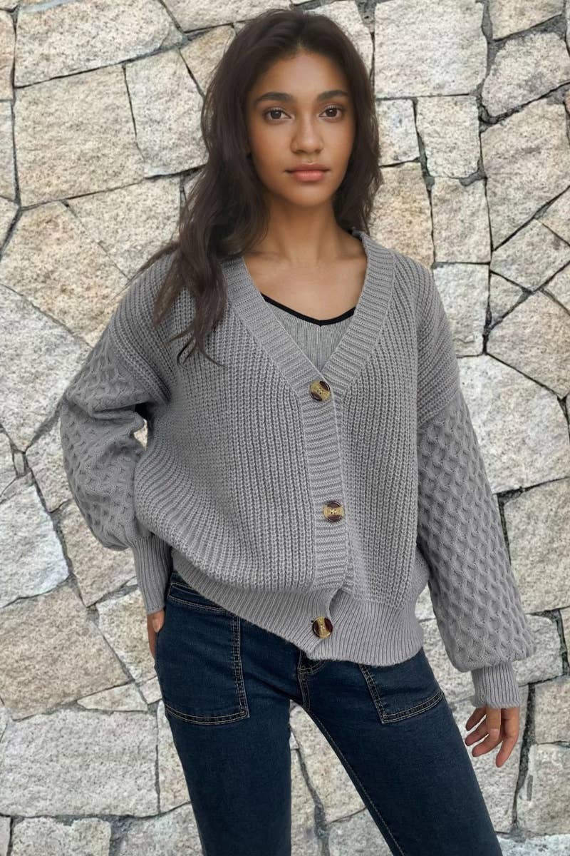 Vintage V-Neck Long Sleeve Cardigan Sweater