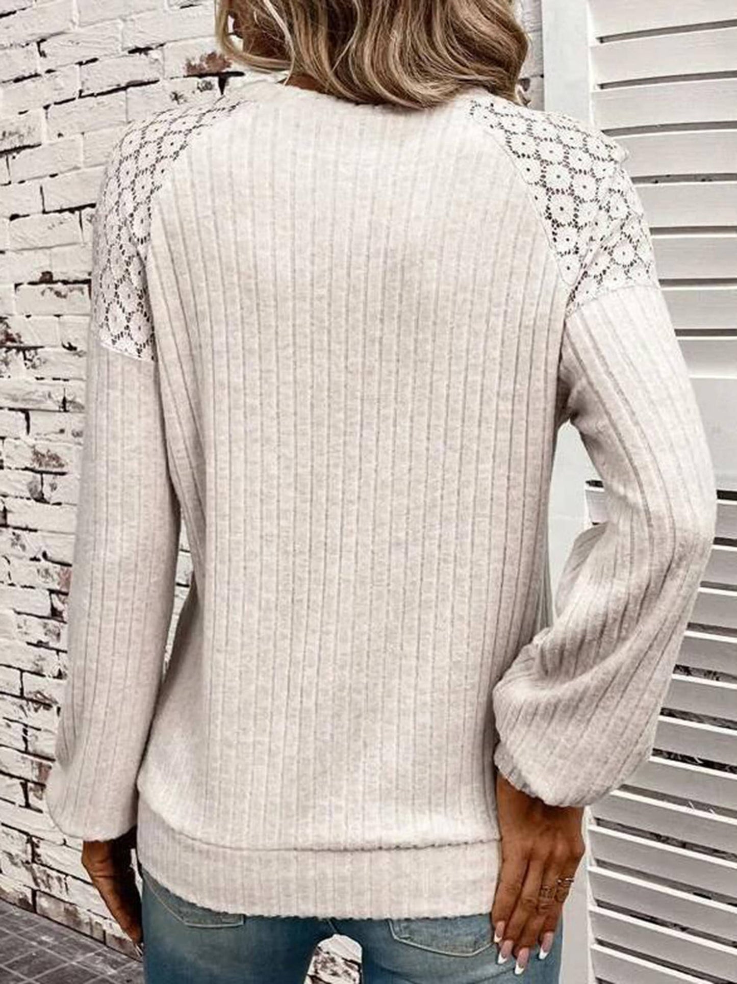 Lace Patchwork Pullover Long Sleeved Sweater