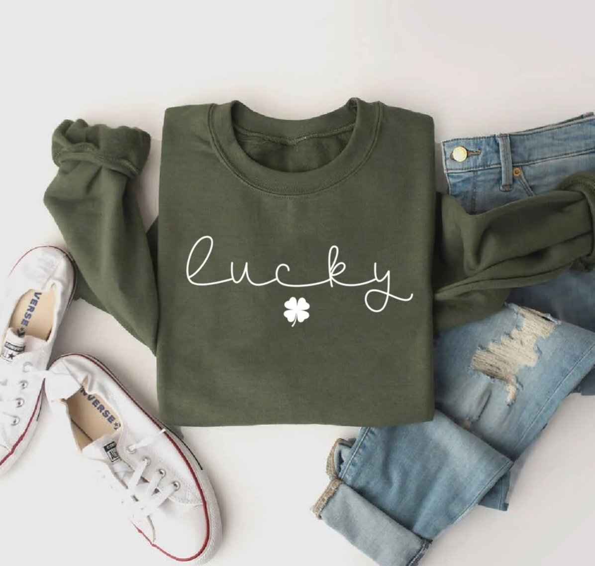 St Patrick's Day Lucky 4 Leaf Clover Sweatshirt