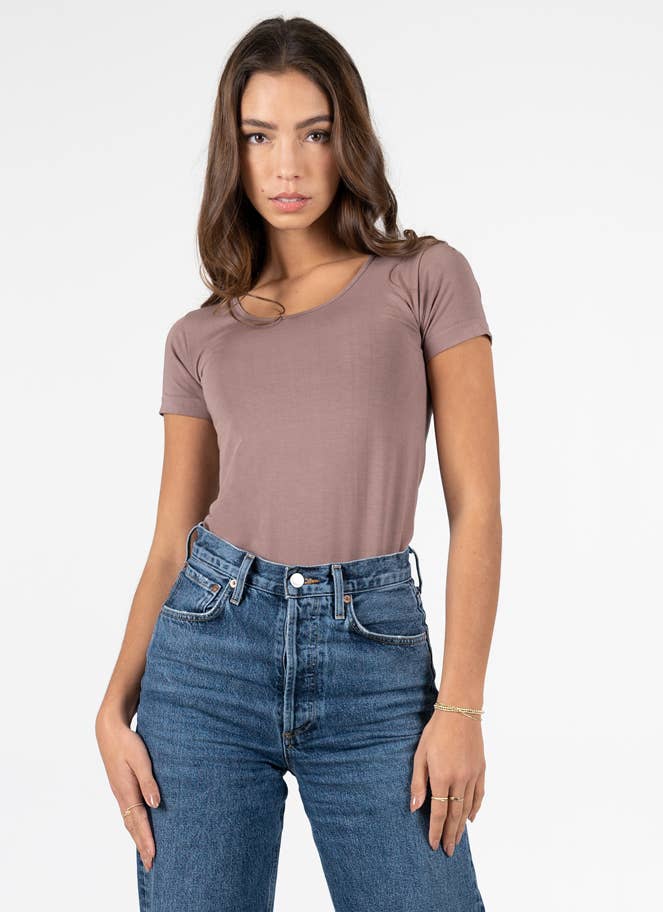 Bamboo Short Sleeve Scoop Neck Top