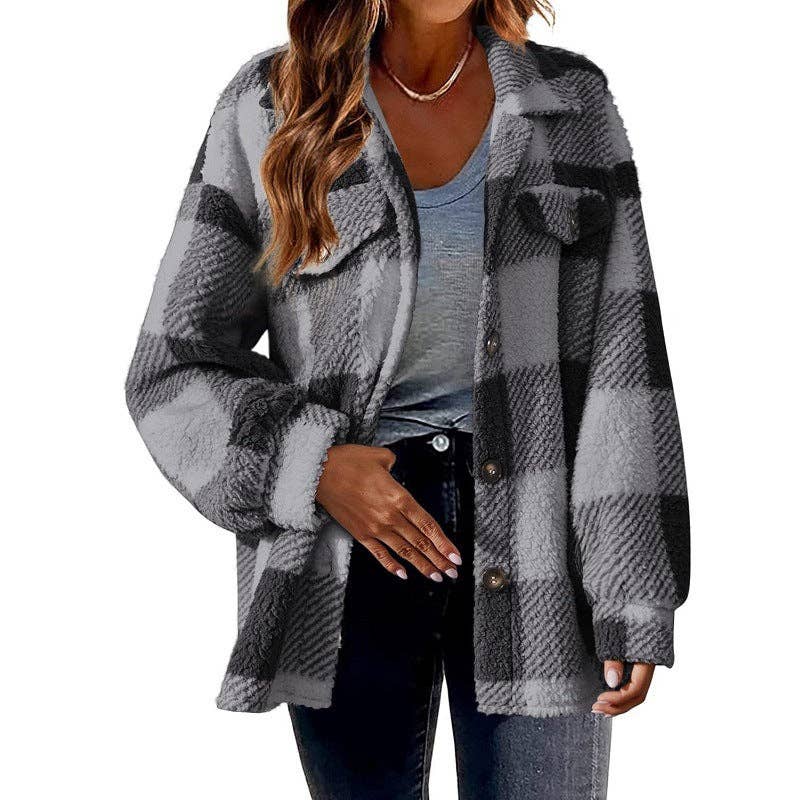 Plaid Sherpa Shacket Jacket