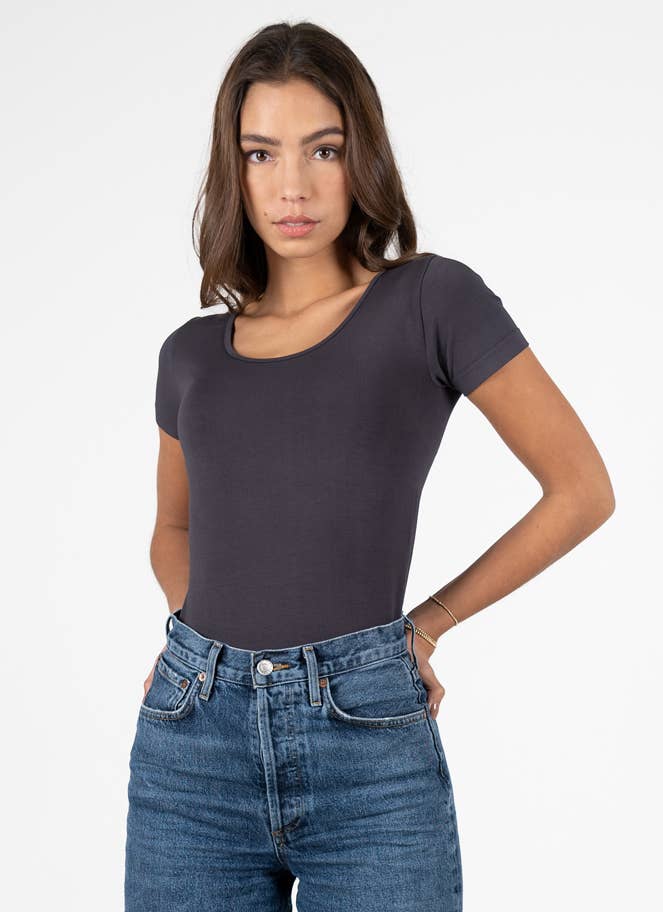 Bamboo Short Sleeve Scoop Neck Top