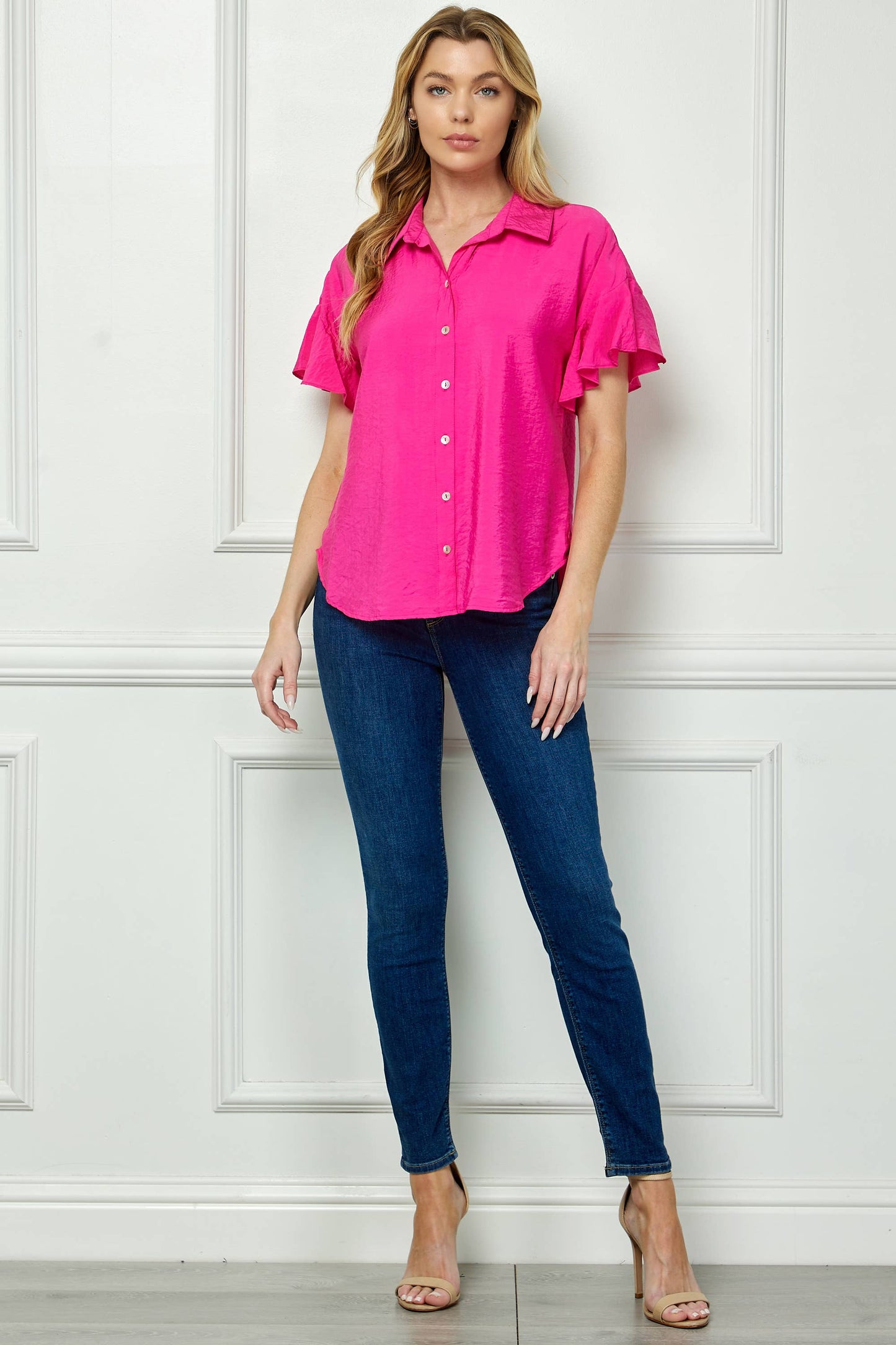 Softly Feminine Ruffle Sleeve Blouse