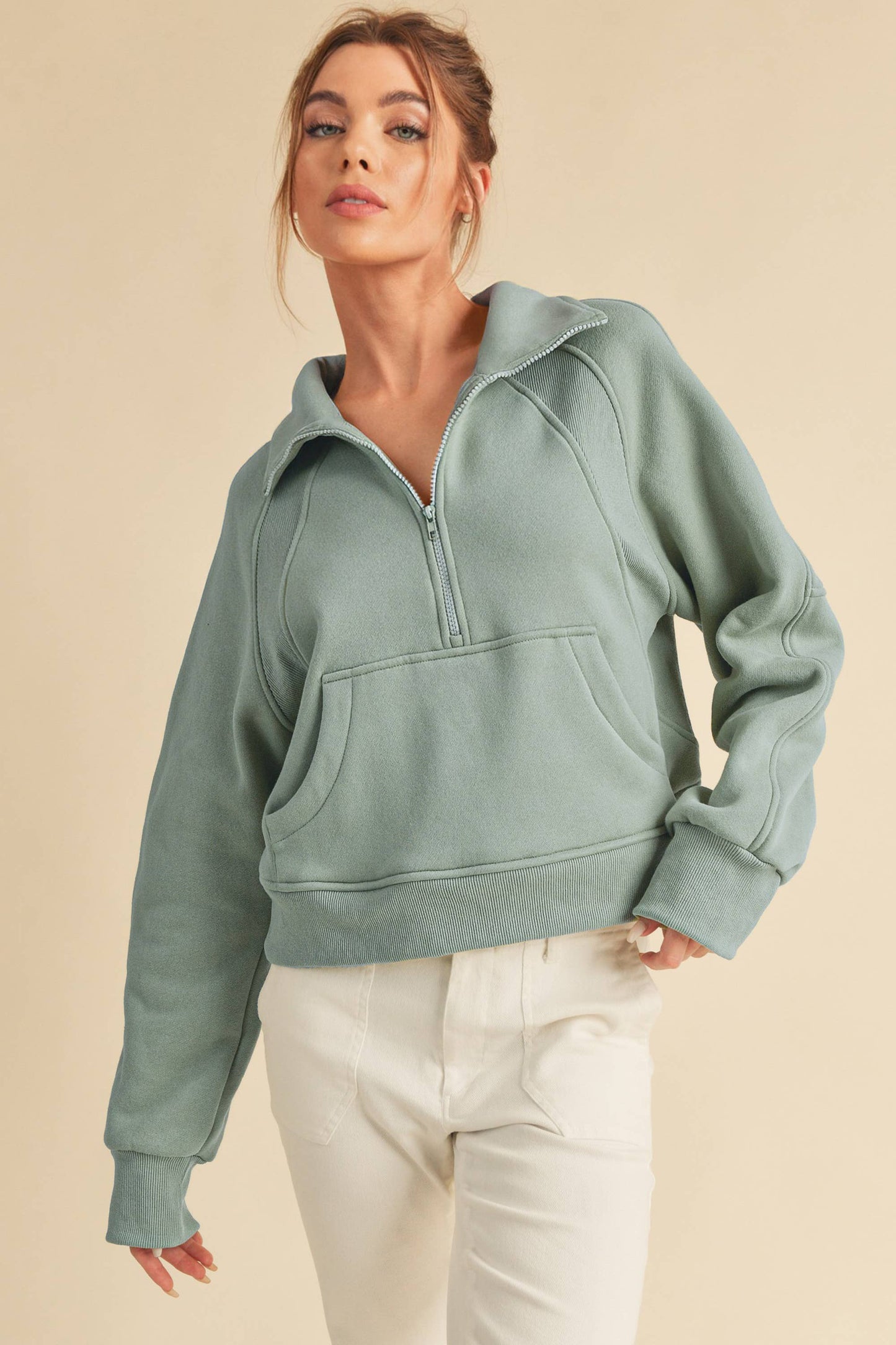 Dove Funnel Neck Half Zip