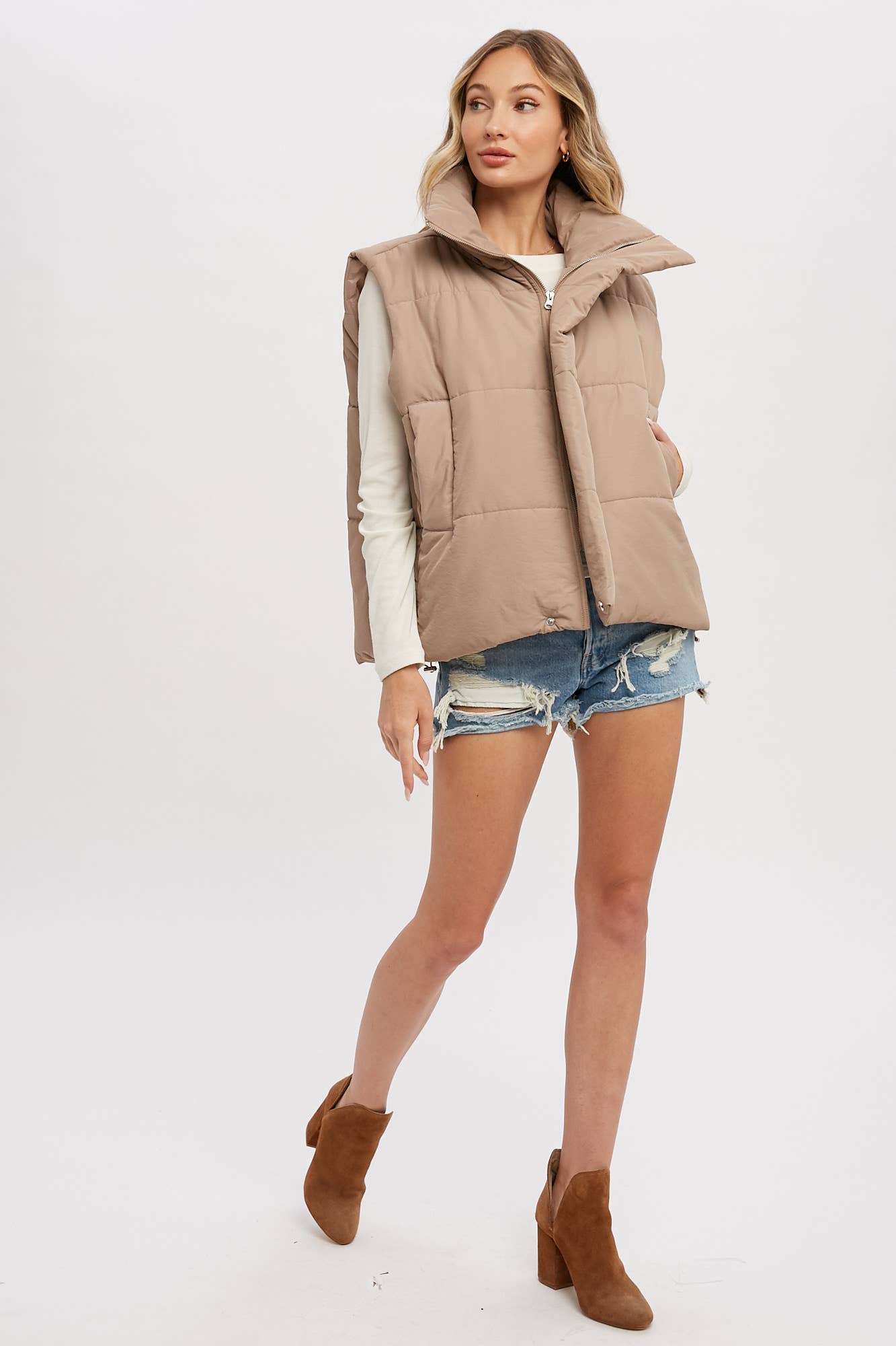 Oversized Puffer Vest (Mocha)
