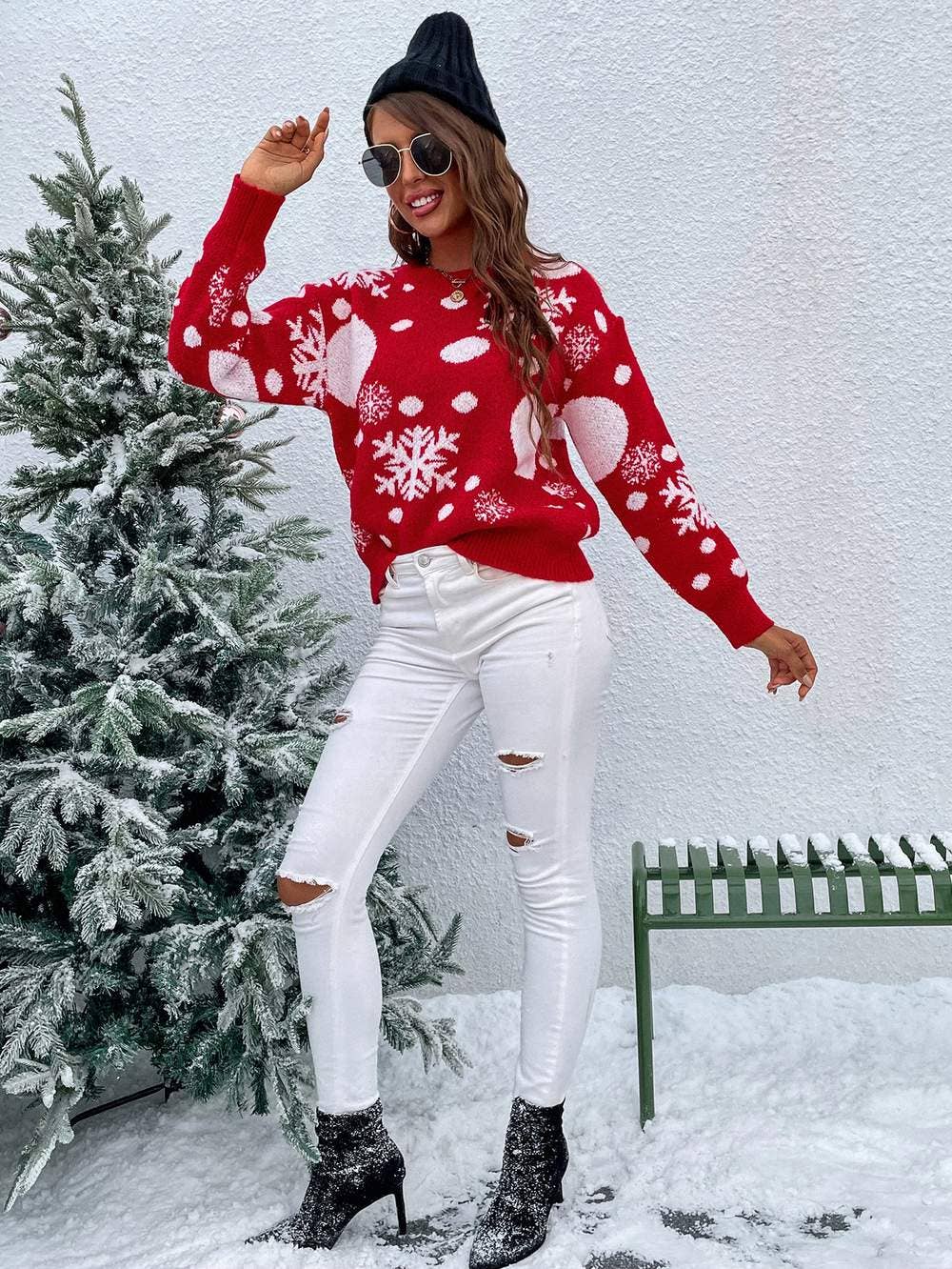 Christmas Pattern Drop Shoulder Sweater