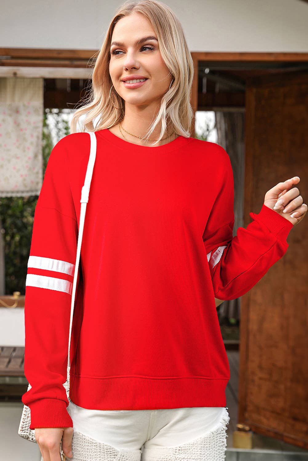 Varsity Stripe Drop Shoulder Oversize Sweatshirt