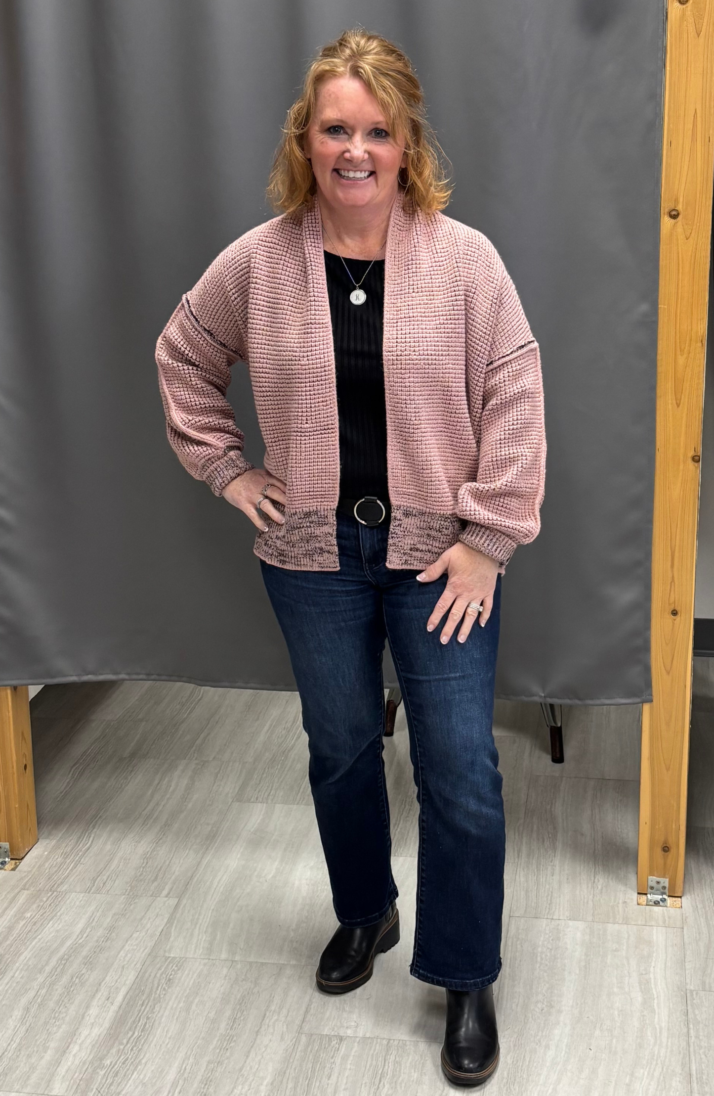 Contrast Trim Open Front Cardigan