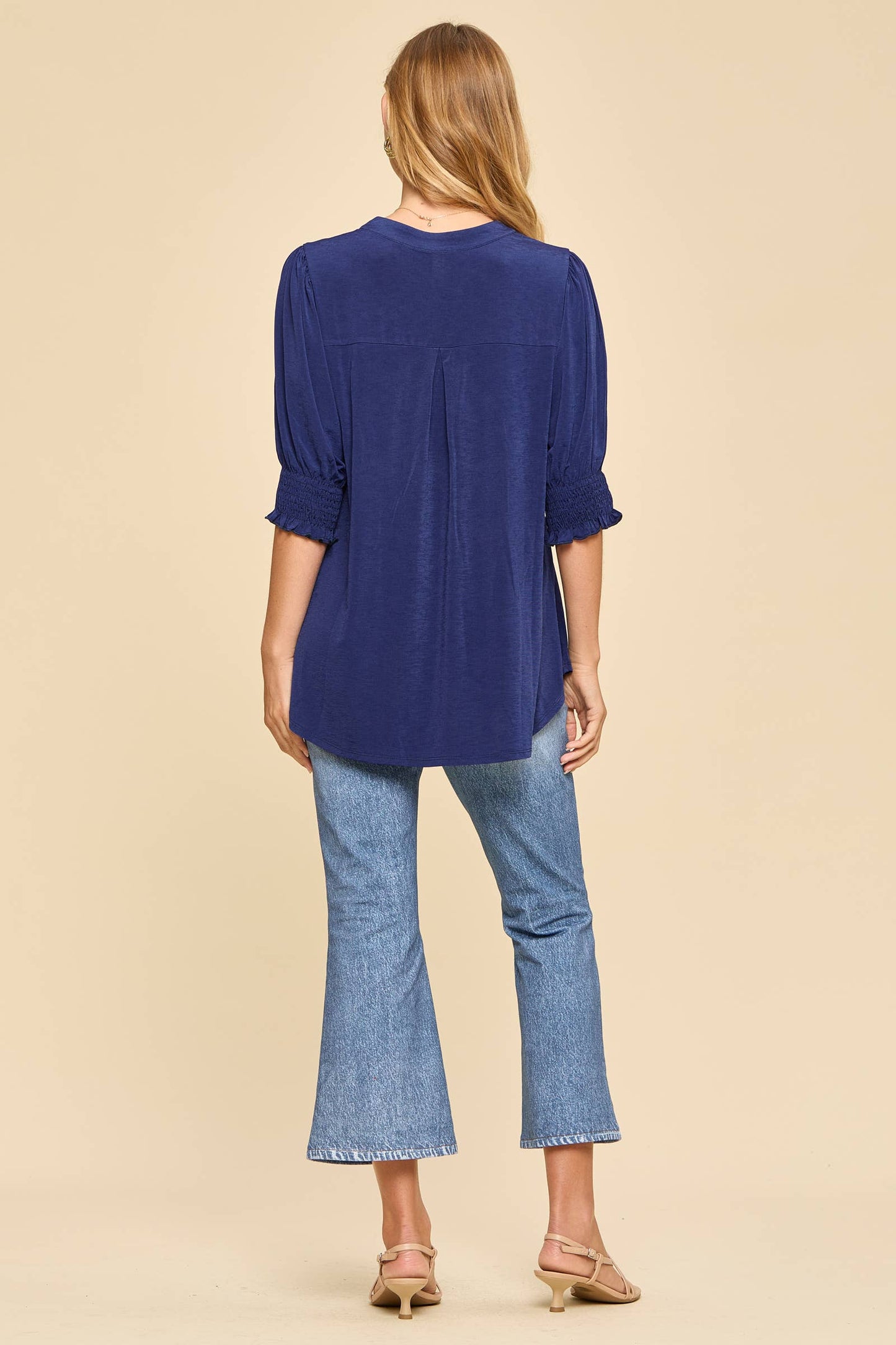Smocked 3/4 Sleeve Lizzy Top