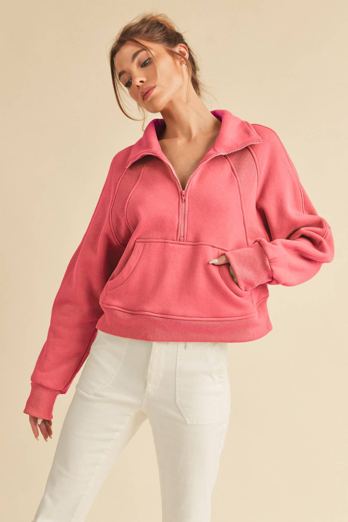 Dove Funnel Neck Half Zip