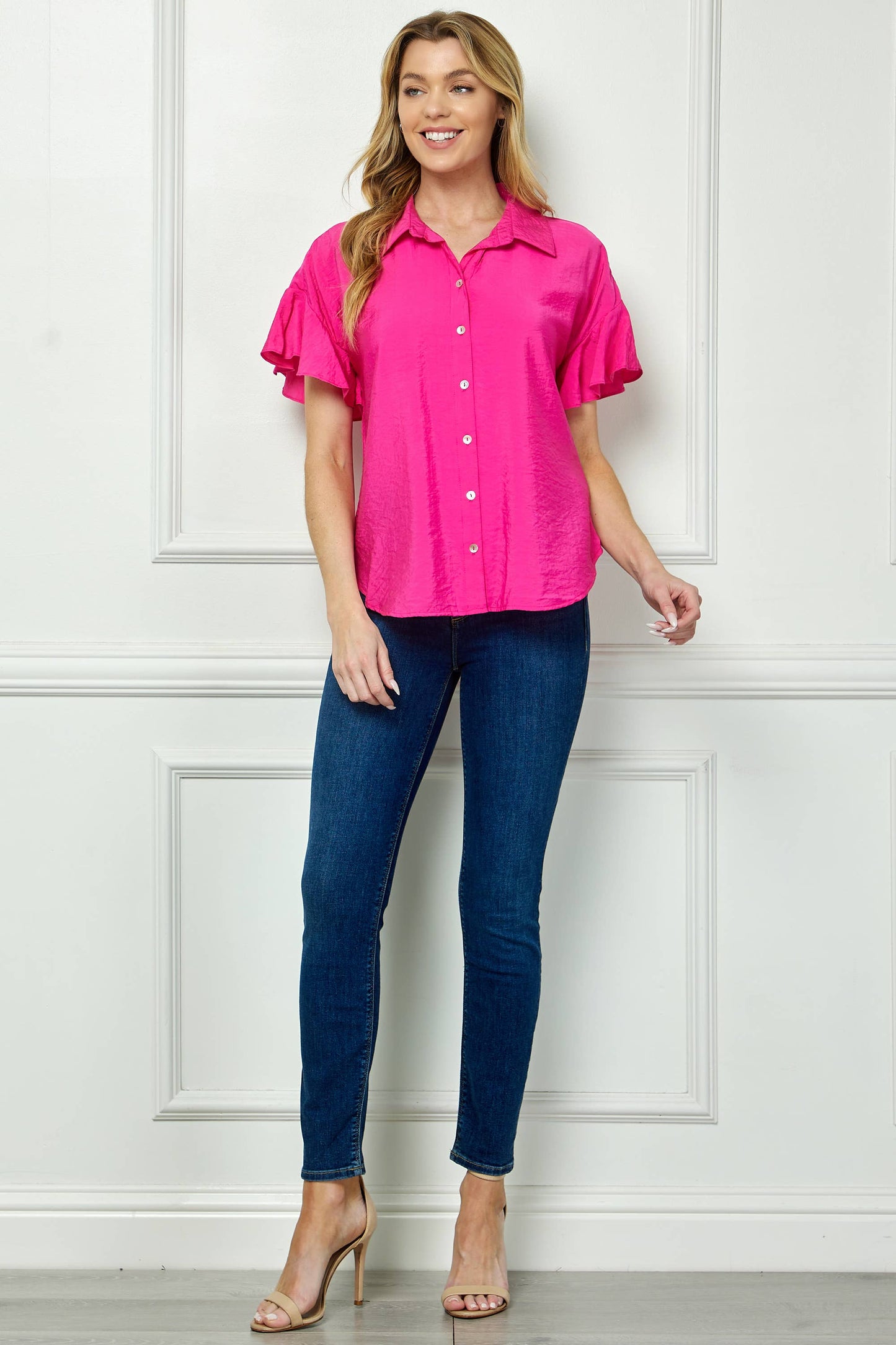 Softly Feminine Ruffle Sleeve Blouse