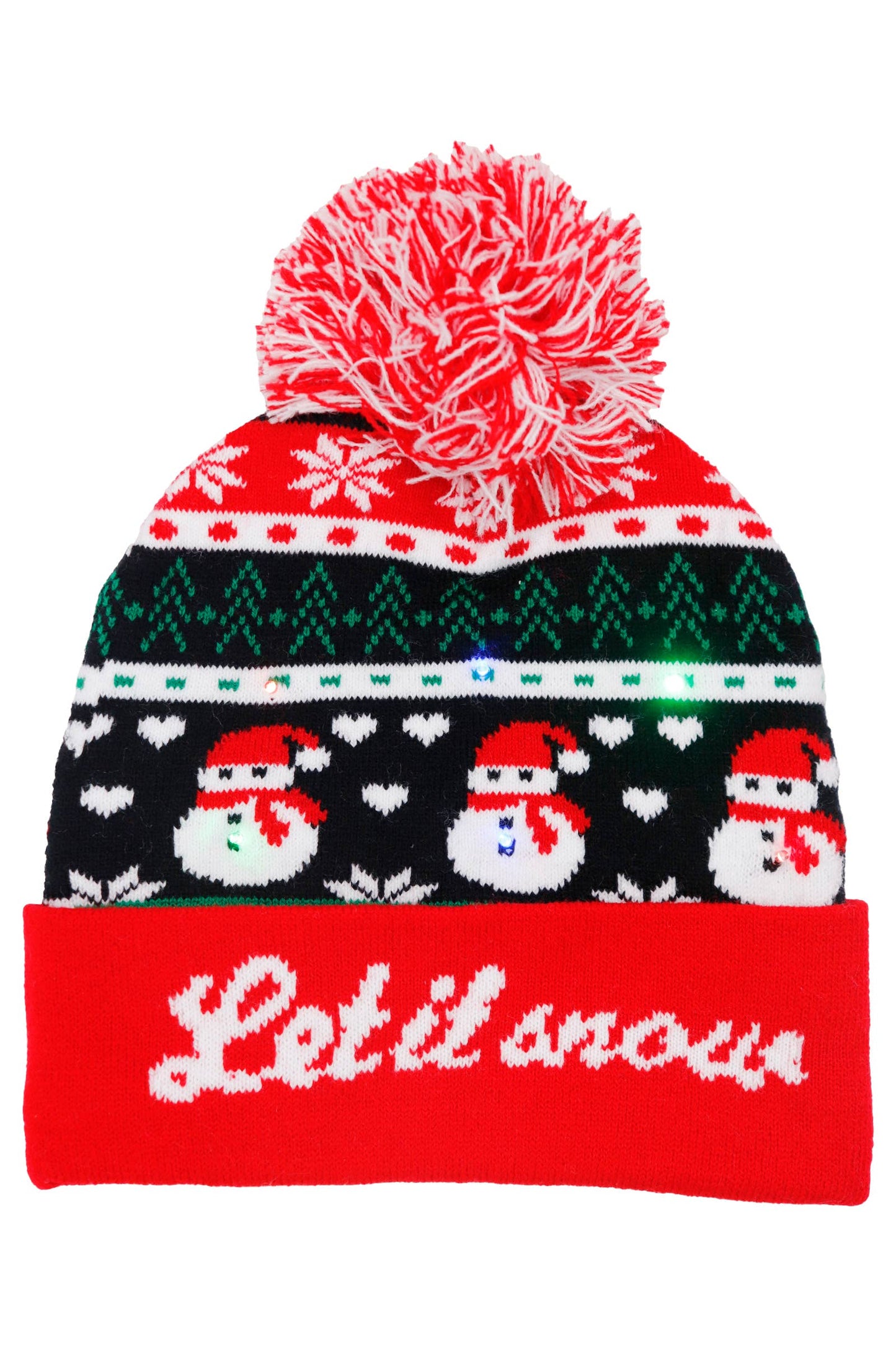 Christmas Festive LED Light-Up Cuffed Beanie