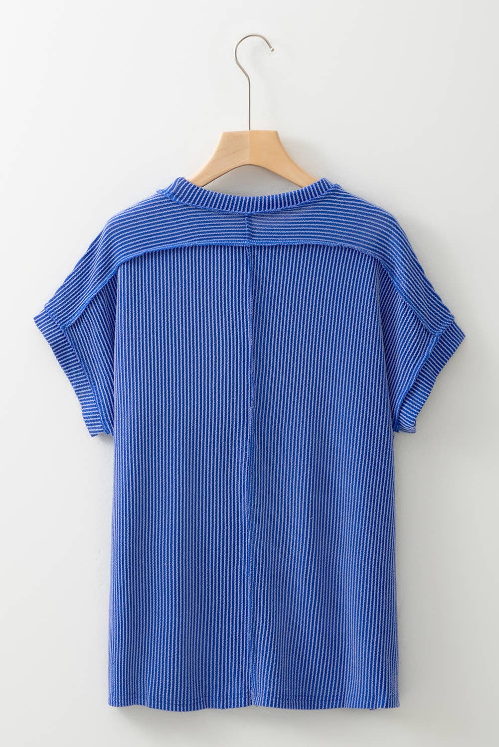 Solid Textured Exposed Seam Casual T-shirt