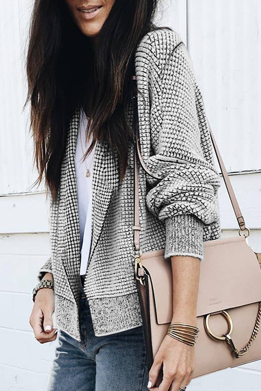 Contrast Trim Open Front Cardigan