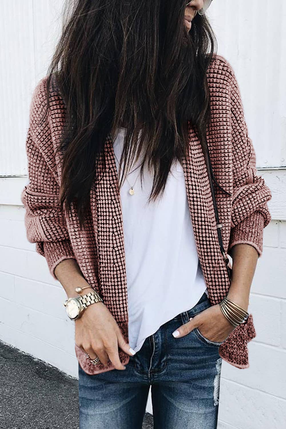 Contrast Trim Open Front Cardigan