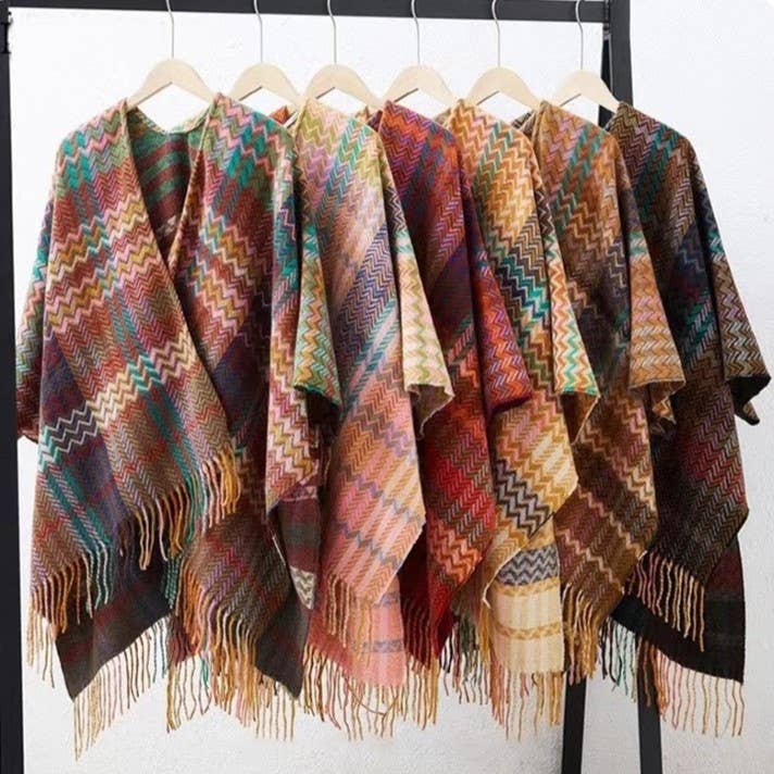 Bohemia Western Ethnic Plaid Tassel Kimono