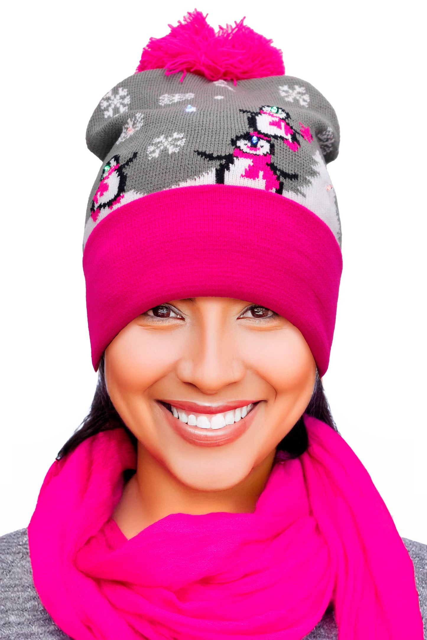 Christmas Festive LED Light-Up Cuffed Beanie