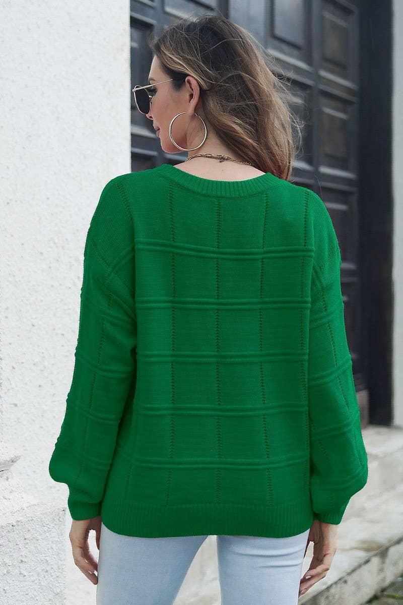 Crew Neck Long Sleeve Pullover Sweater