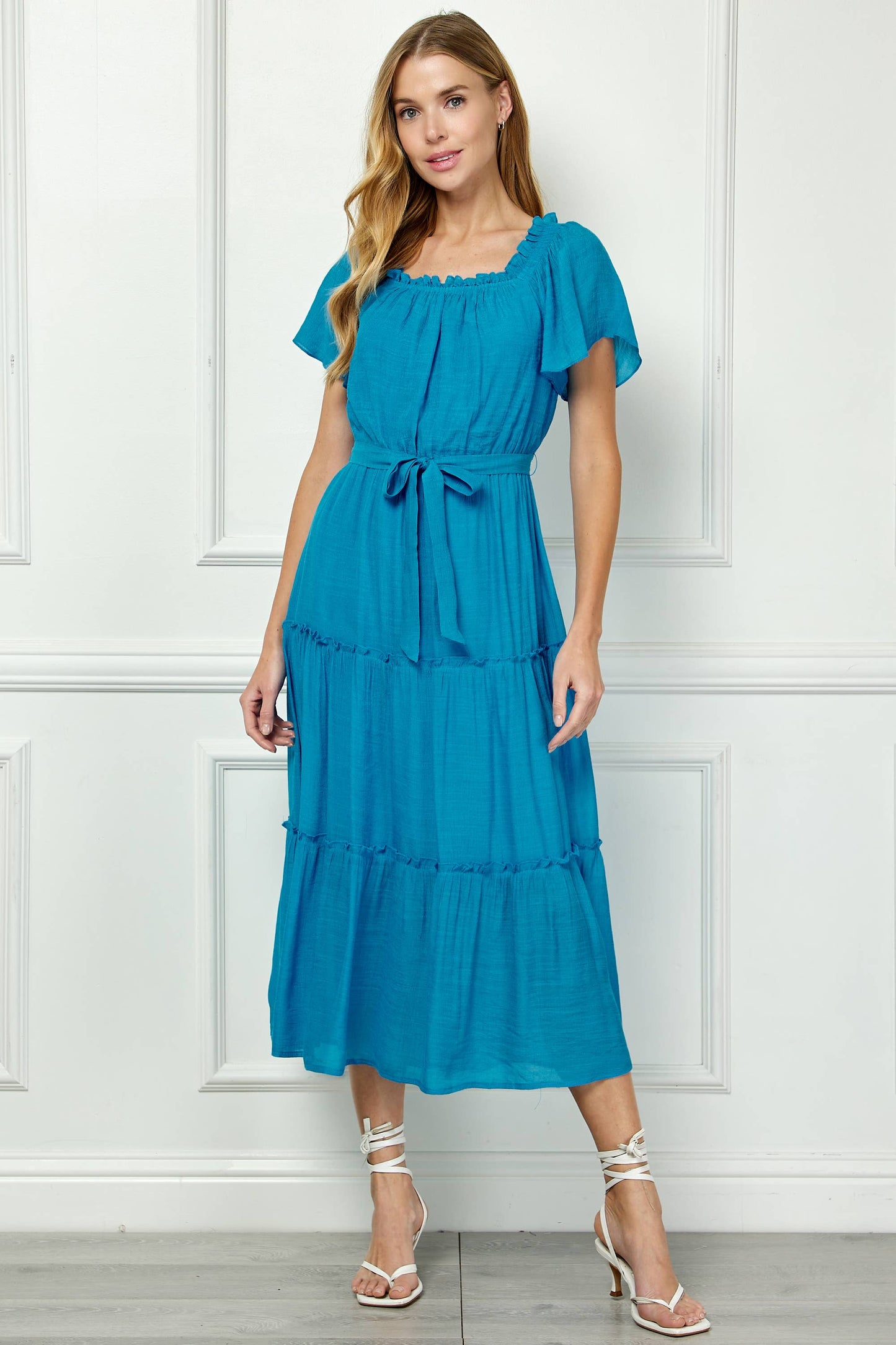 Ruffled Tiered Cropped Maxi Dress with Lining