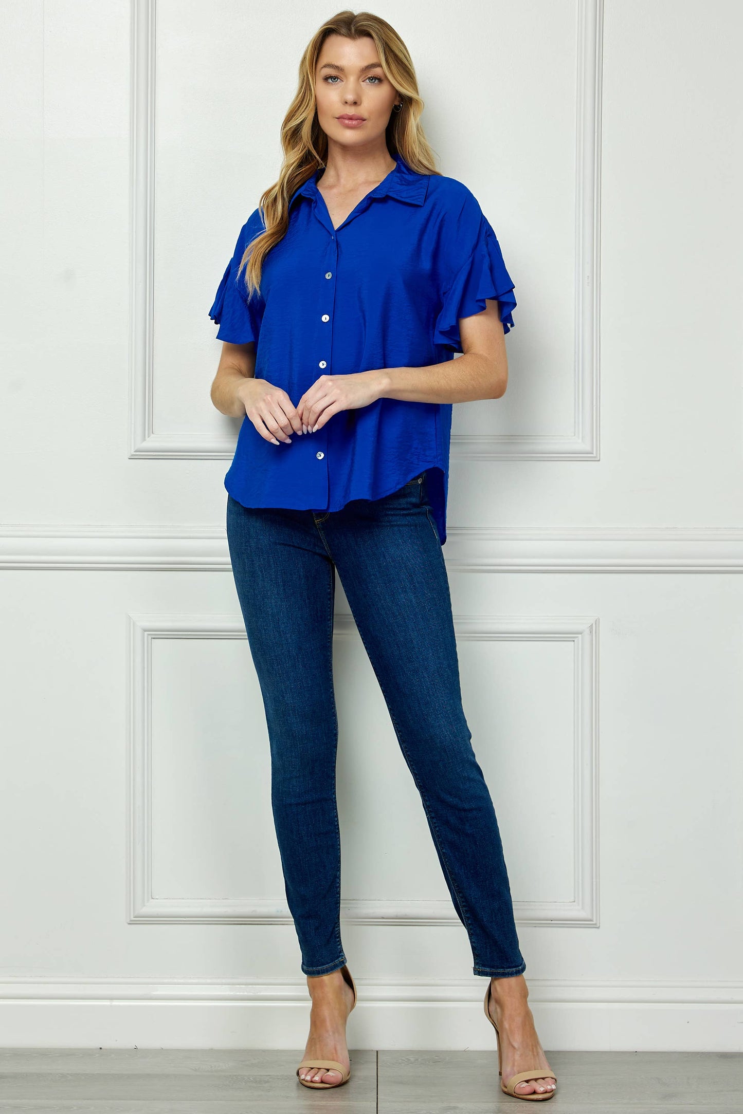 Softly Feminine Ruffle Sleeve Blouse