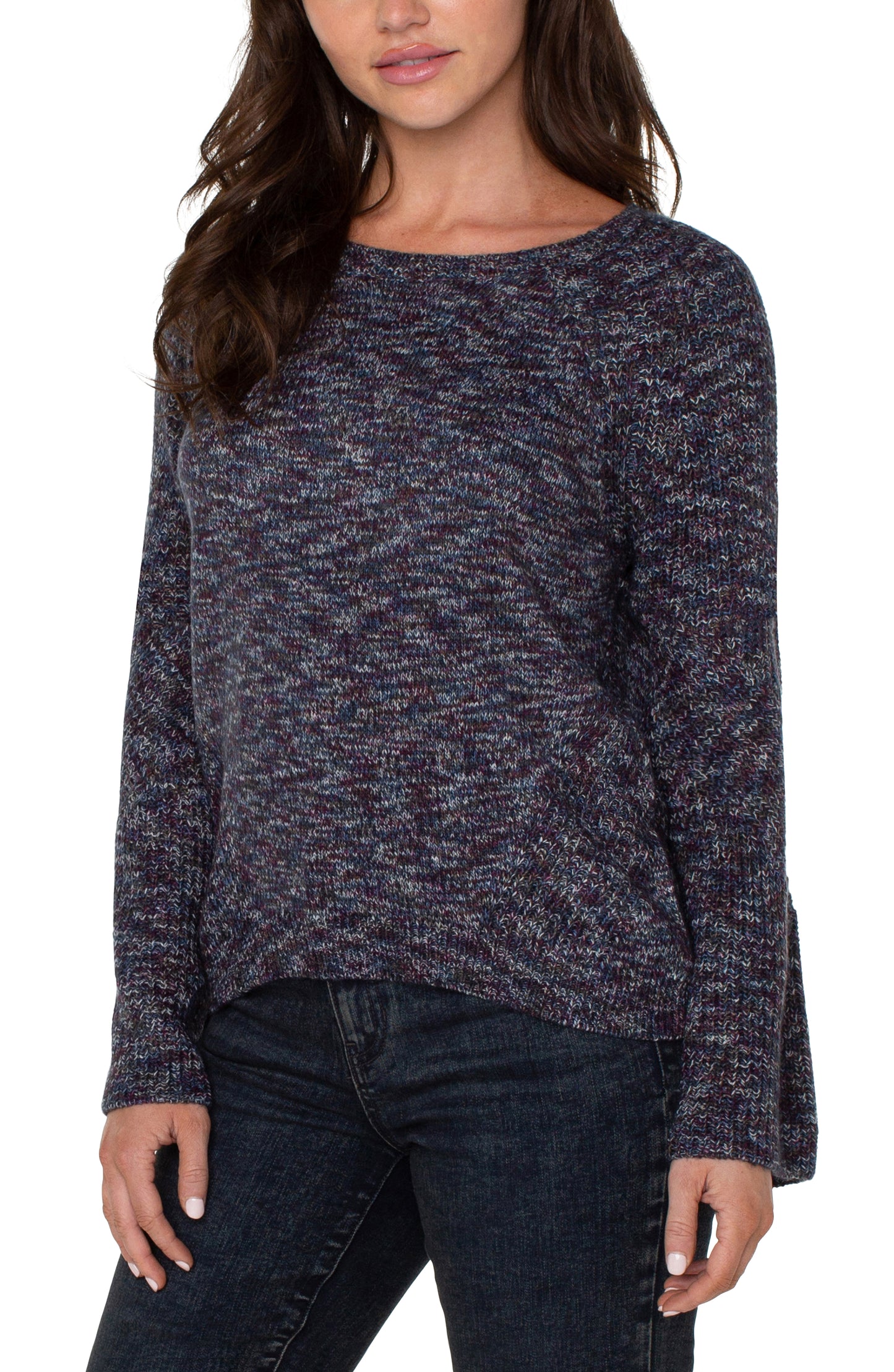 Liverpool Long Sleeve Sweater w/Cable Stitch Sleeve Detail (Starry Night Maril)