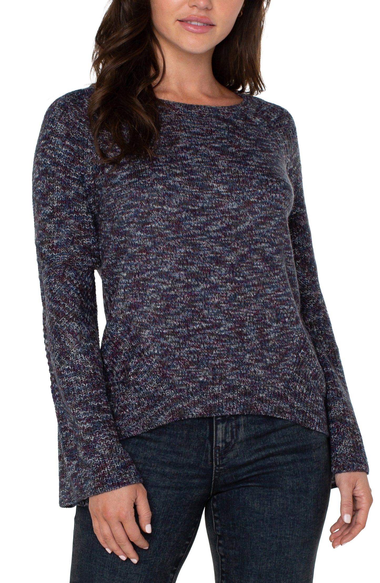 Liverpool Long Sleeve Sweater w/Cable Stitch Sleeve Detail (Starry Night Maril)
