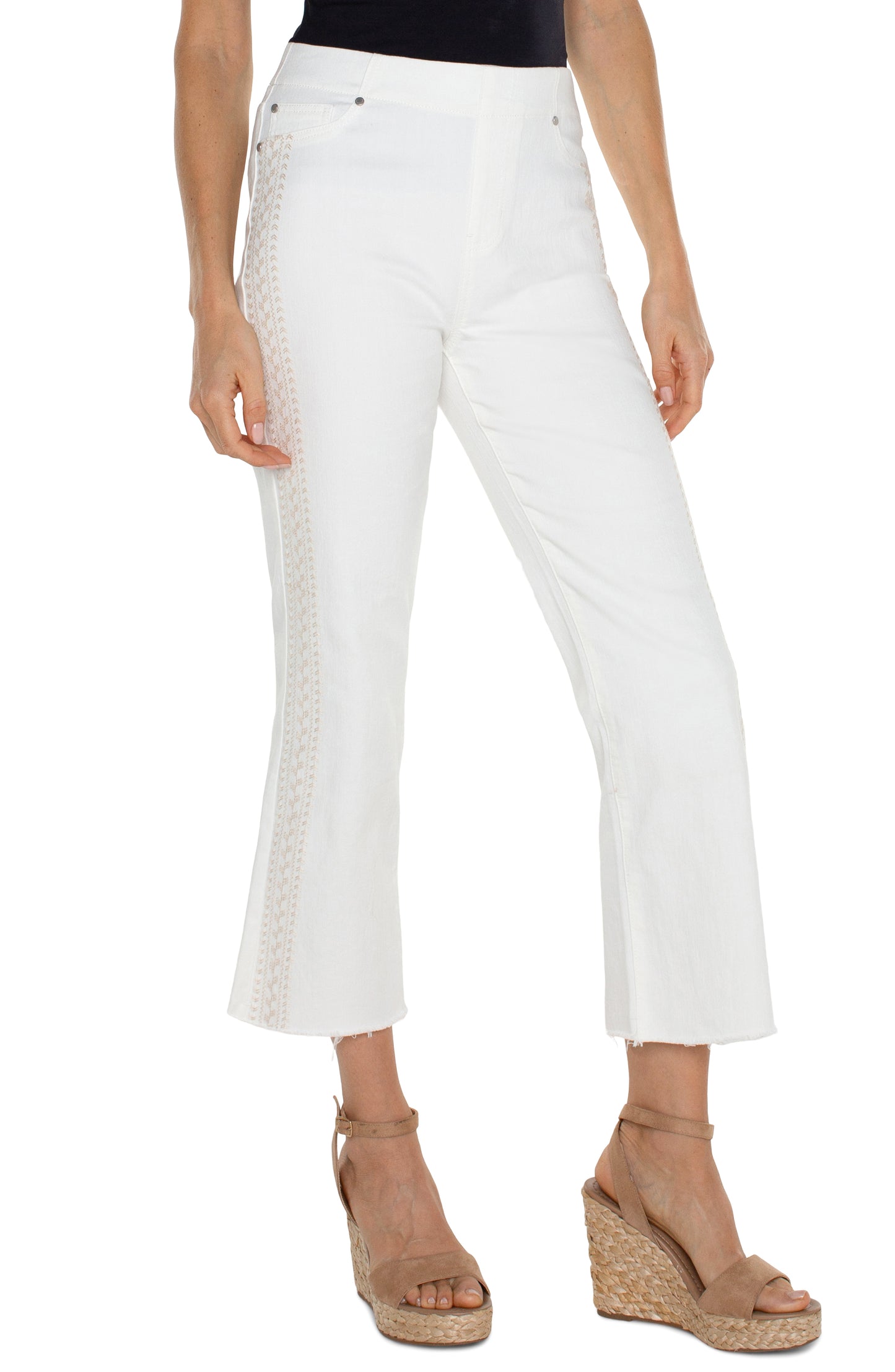 Liverpool Chloe Crop Flare with Fray Hem (Bright White)