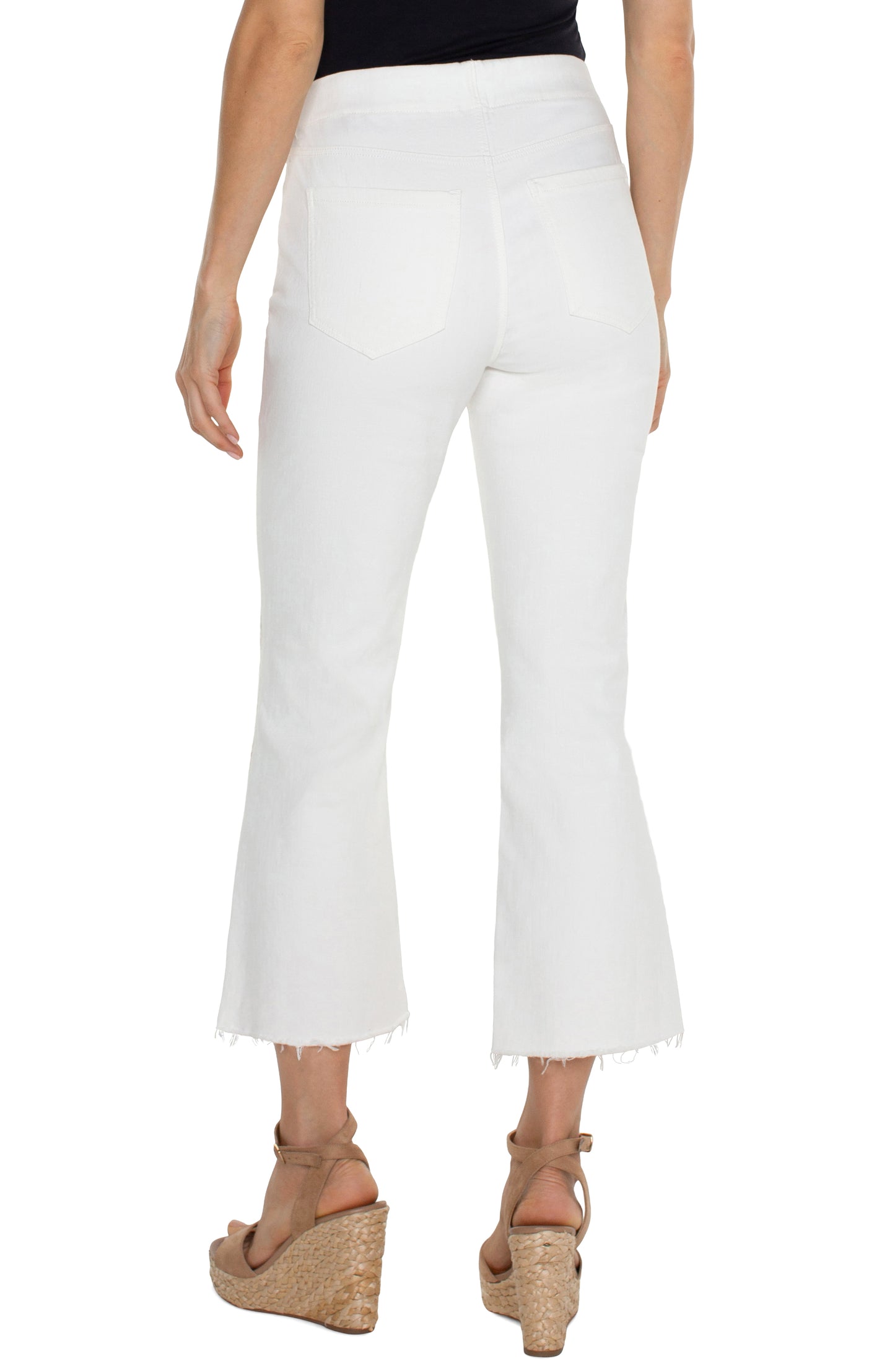 Liverpool Chloe Crop Flare with Fray Hem (Bright White)